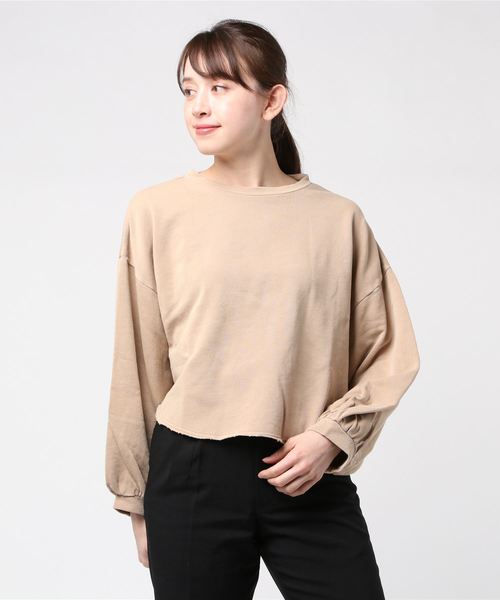 WEGO（ウィゴー）の「WEGO/ピグメントボリューム袖ショートスウェット（スウェット・レディース・ベージュ/ブラック/ブルー・FREE）」の7枚目の写真