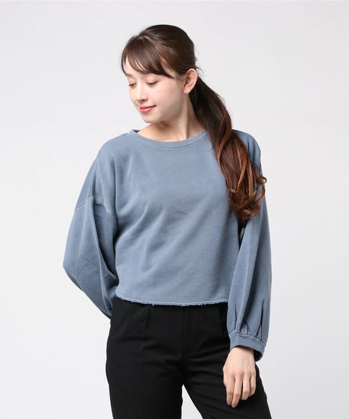 WEGO（ウィゴー）の「WEGO/ピグメントボリューム袖ショートスウェット（スウェット・レディース・ベージュ/ブラック/ブルー・FREE）」の6枚目の写真