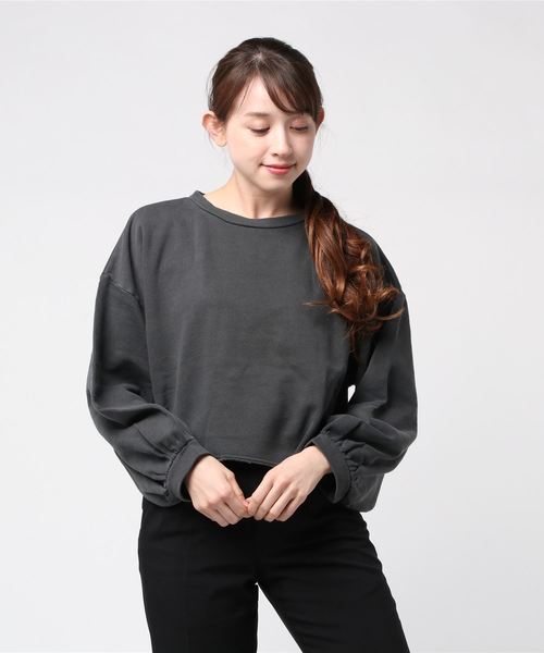 WEGO（ウィゴー）の「WEGO/ピグメントボリューム袖ショートスウェット（スウェット・レディース・ベージュ/ブラック/ブルー・FREE）」の8枚目の写真