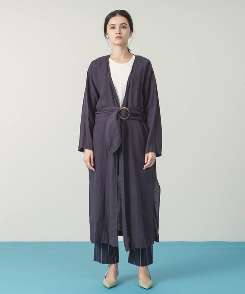 ALLUMER（アリュメール）の「リネンガウン（その他アウター・レディース・ベージュ/ネイビー/ピンク・1）」の3枚目の写真