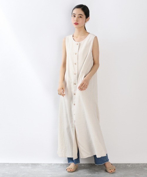 LOWRYS FARM（ローリーズファーム）の「マエボタンワンピベスト　877206（ワンピース・レディース・アイボリー/ブラック/カーキ/ブラウン・FREE）」の2枚目の写真