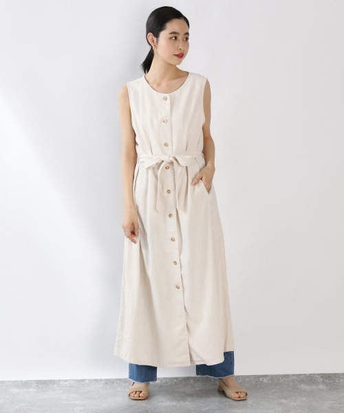 LOWRYS FARM（ローリーズファーム）の「マエボタンワンピベスト　877206（ワンピース・レディース・アイボリー/ブラック/カーキ/ブラウン・FREE）」の5枚目の写真