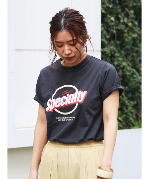 Ungrid(アングリッド)の「SpecialtyロゴプリントTee(Tシャツ/カットソー・レディース・ベージュ/レッド/チャコールグレー・FREE)」の2枚目の写真