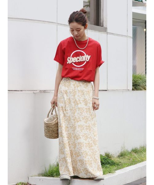 Ungrid(アングリッド)の「SpecialtyロゴプリントTee(Tシャツ/カットソー・レディース・ベージュ/レッド/チャコールグレー・FREE)」の8枚目の写真