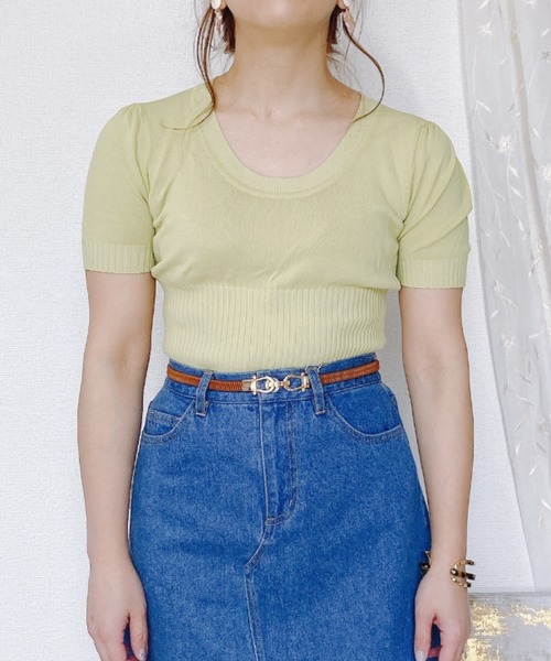 ap retro（アプレトロ）の「クルーネックリブニット【ZOZO限定アイテム】（ニット/セーター・レディース・ホワイト/サックスブルー/ピンク/ライトグリーン・FREE）」の10枚目の写真