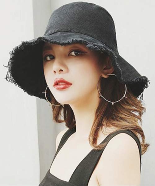 MAISON BREEZE（メゾンブリーズ）の「【MAISON BREEZE】リラックスコットンフリンジバケットHAT/UV対策（ハット・レディース・ブラック/ナチュラル/ネイビー/イエロー・FREE）」の5枚目の写真