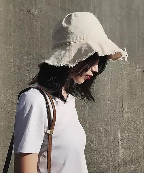 MAISON BREEZE（メゾンブリーズ）の「【MAISON BREEZE】リラックスコットンフリンジバケットHAT/UV対策（ハット・レディース・ブラック/ナチュラル/ネイビー/イエロー・FREE）」の10枚目の写真