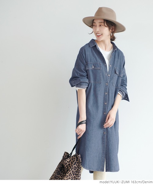 coca（coca）（コカ）の「ロングデニムシャツ（シャツ/ブラウス・レディース・ブルー・ONE SIZE）」の6枚目の写真