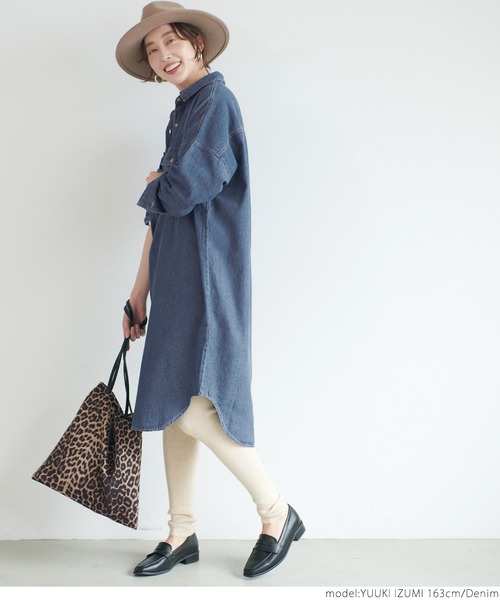 coca（coca）（コカ）の「ロングデニムシャツ（シャツ/ブラウス・レディース・ブルー・ONE SIZE）」の7枚目の写真