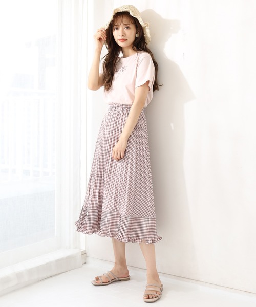 one after another NICE CLAUP（ワンアフターアナザーナイスクラップ）の「プリーツ切り替えフレアスカート（スカート・レディース・ブラック/モカ/ベージュ/ベージュ系その他/ダークオレンジ・FREE）」の10枚目の写真