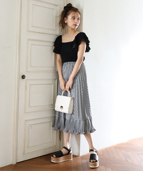 one after another NICE CLAUP（ワンアフターアナザーナイスクラップ）の「プリーツ切り替えフレアスカート（スカート・レディース・ブラック/モカ/ベージュ/ベージュ系その他/ダークオレンジ・FREE）」の12枚目の写真