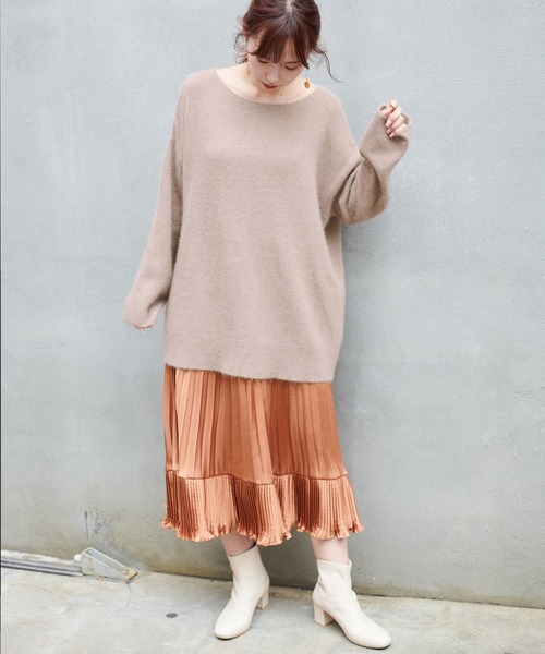 one after another NICE CLAUP（ワンアフターアナザーナイスクラップ）の「プリーツ切り替えフレアスカート（スカート・レディース・ブラック/モカ/ベージュ/ベージュ系その他/ダークオレンジ・FREE）」の17枚目の写真