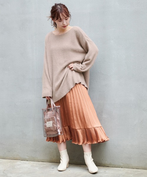 one after another NICE CLAUP（ワンアフターアナザーナイスクラップ）の「プリーツ切り替えフレアスカート（スカート・レディース・ブラック/モカ/ベージュ/ベージュ系その他/ダークオレンジ・FREE）」の19枚目の写真