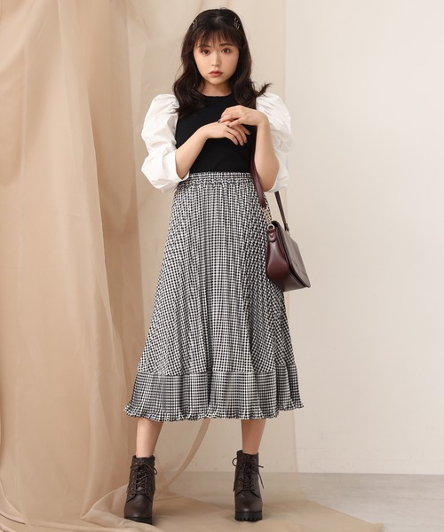 one after another NICE CLAUP（ワンアフターアナザーナイスクラップ）の「プリーツ切り替えフレアスカート（スカート・レディース・ブラック/モカ/ベージュ/ベージュ系その他/ダークオレンジ・FREE）」の21枚目の写真