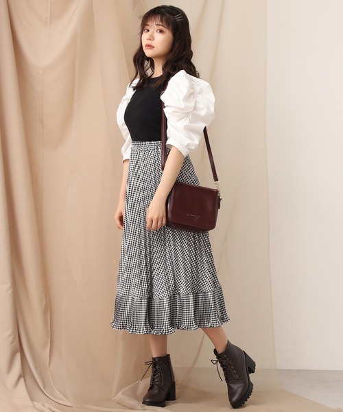 one after another NICE CLAUP（ワンアフターアナザーナイスクラップ）の「プリーツ切り替えフレアスカート（スカート・レディース・ブラック/モカ/ベージュ/ベージュ系その他/ダークオレンジ・FREE）」の22枚目の写真