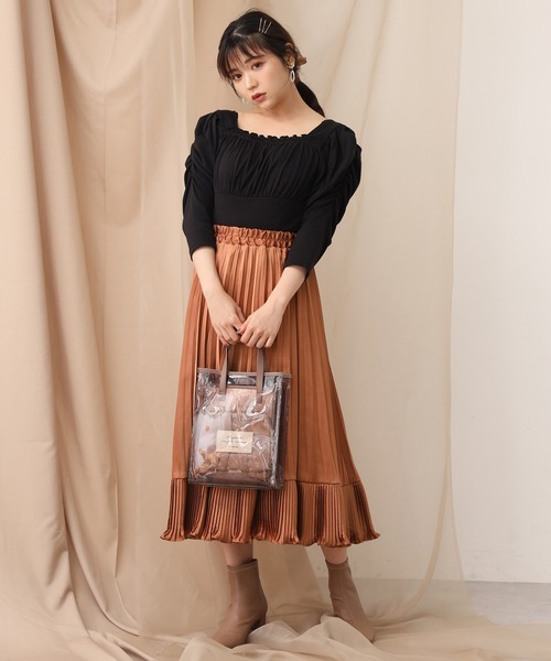 one after another NICE CLAUP（ワンアフターアナザーナイスクラップ）の「プリーツ切り替えフレアスカート（スカート・レディース・ブラック/モカ/ベージュ/ベージュ系その他/ダークオレンジ・FREE）」の14枚目の写真