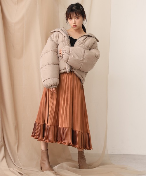 one after another NICE CLAUP（ワンアフターアナザーナイスクラップ）の「プリーツ切り替えフレアスカート（スカート・レディース・ブラック/モカ/ベージュ/ベージュ系その他/ダークオレンジ・FREE）」の15枚目の写真