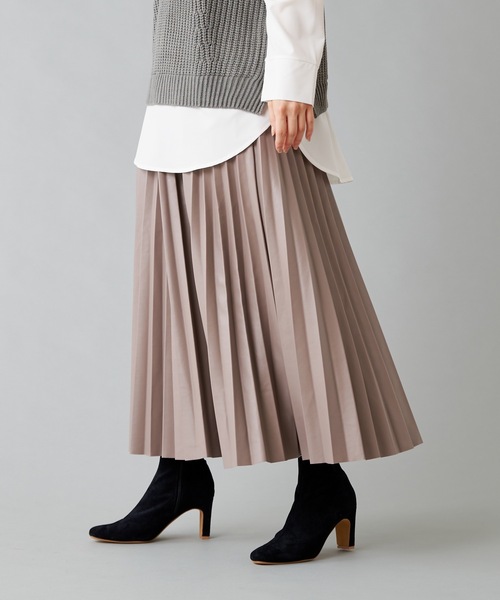 prose verse（プロズヴェール）の「エコレザープリーツロングスカート（スカート・レディース・アイボリー/グレイッシュベージュ/ダークブラウン/ブラック・ﾌﾘ-）」の21枚目の写真