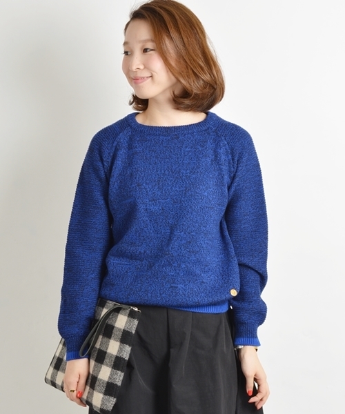 SHIPS for women（シップスフォーウィメン）の「テンジク　ミックスプルオーバー（ニット/セーター・レディース・ライトホワイト/ブルー/ブラック・36/38）」の3枚目の写真