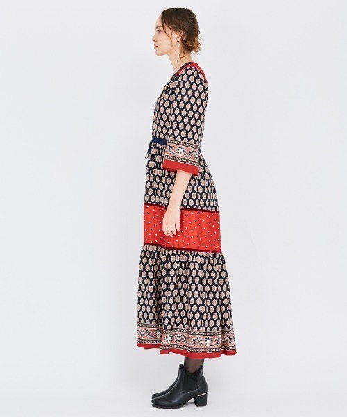 Axes ワンピースエスニックパッチワークワンピ ワンピース Axes Femme アクシーズファム のファッション