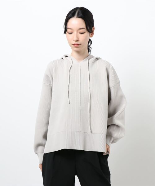 INTERPLANET（インタープラネット）の「【ＷＥＢ限定】編地切替フード付プルオーバー（ニット/セーター・レディース・パープル/ブラック/グレイッシュベージュ・FREE）」の16枚目の写真