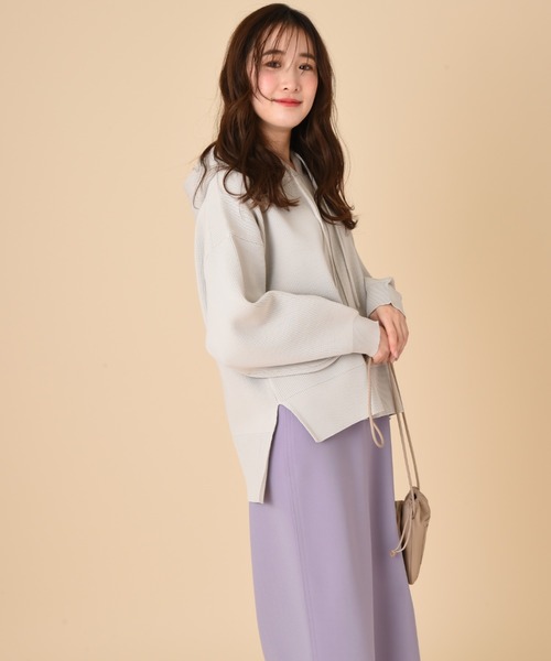 INTERPLANET（インタープラネット）の「【ＷＥＢ限定】編地切替フード付プルオーバー（ニット/セーター・レディース・パープル/ブラック/グレイッシュベージュ・FREE）」の11枚目の写真