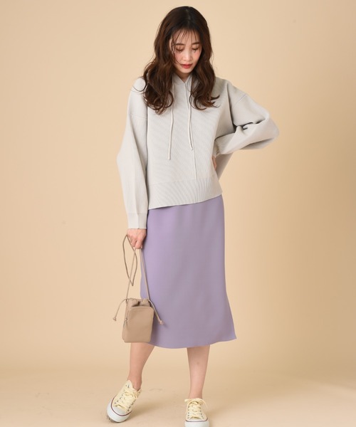 INTERPLANET（インタープラネット）の「【ＷＥＢ限定】編地切替フード付プルオーバー（ニット/セーター・レディース・パープル/ブラック/グレイッシュベージュ・FREE）」の12枚目の写真