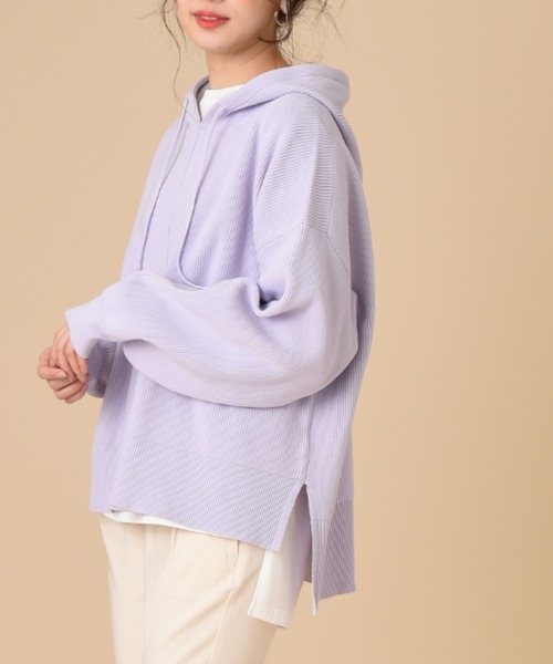 INTERPLANET（インタープラネット）の「【ＷＥＢ限定】編地切替フード付プルオーバー（ニット/セーター・レディース・パープル/ブラック/グレイッシュベージュ・FREE）」の18枚目の写真
