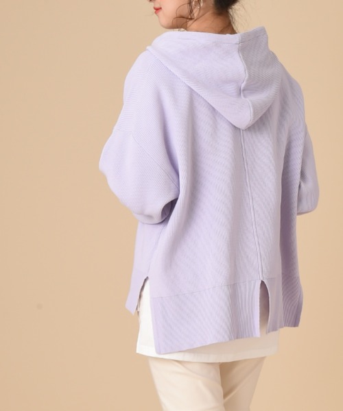 INTERPLANET（インタープラネット）の「【ＷＥＢ限定】編地切替フード付プルオーバー（ニット/セーター・レディース・パープル/ブラック/グレイッシュベージュ・FREE）」の19枚目の写真