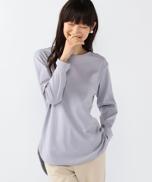 Petit Honfleur(プチオンフルール)の「ラウンドヘムプルオーバー(Tシャツ/カットソー・レディース・ラベンダー/グリーン/ホワイト・L/M)」の3枚目の写真