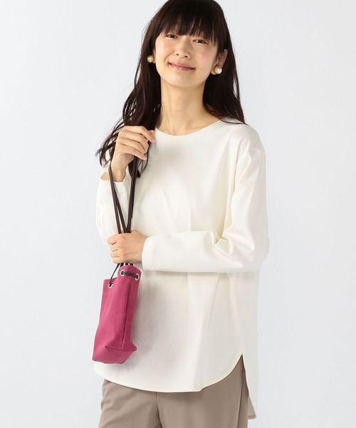 Petit Honfleur(プチオンフルール)の「ラウンドヘムプルオーバー(Tシャツ/カットソー・レディース・ラベンダー/グリーン/ホワイト・L/M)」の1枚目の写真