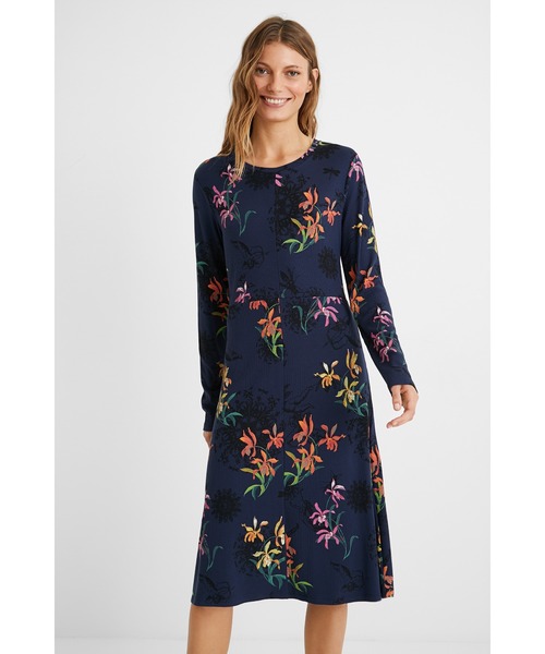 Desigual(デシグアル)の「プリントジャカード ミディワンピース(ワンピース・レディース・ブルー・2L/L/M/S/SS)」の1枚目の写真