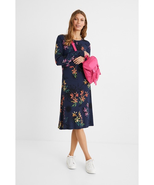 Desigual(デシグアル)の「プリントジャカード ミディワンピース(ワンピース・レディース・ブルー・2L/L/M/S/SS)」の2枚目の写真