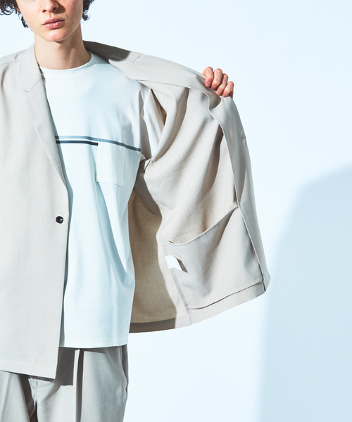 MYSELF ABAHOUSE(マイセルフアバハウス)の「【MYSELF ABAHOUSE/セットアップ対応】ポリトロ ツイル 1ボタンジャケット(テーラードジャケット・メンズ・ブラック/ベージュ/サックスブルー/グレイッシュベージュ・46/48)」の14枚目の写真