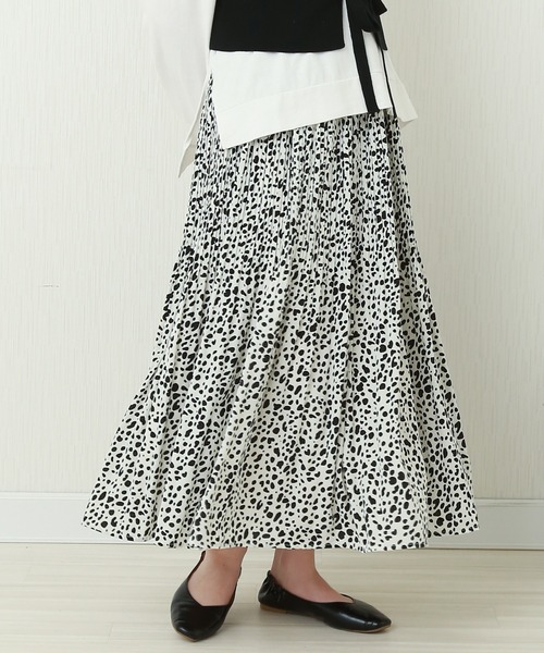 CHARM BERRY TIC（チャームベリーチック）の「ダルメシアン　ウエストフリル　ケシプリーツスカート（スカート・レディース・ブラック/オフホワイト・M）」の2枚目の写真