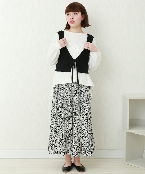 CHARM BERRY TIC（チャームベリーチック）の「ダルメシアン　ウエストフリル　ケシプリーツスカート（スカート・レディース・ブラック/オフホワイト・M）」の14枚目の写真