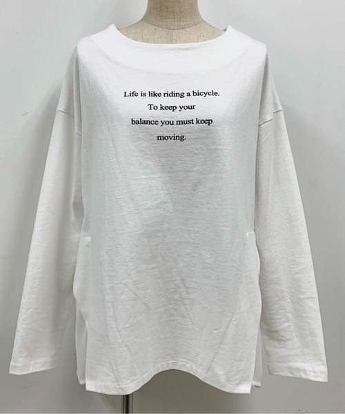 LUGIVA(ルギヴァ)の「布帛切替ロングTシャツ(Tシャツ/カットソー・レディース・チャコールグレー/ブラック/オフホワイト・M)」の22枚目の写真