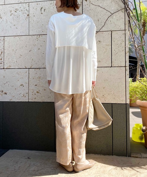 LUGIVA(ルギヴァ)の「布帛切替ロングTシャツ(Tシャツ/カットソー・レディース・チャコールグレー/ブラック/オフホワイト・M)」の5枚目の写真