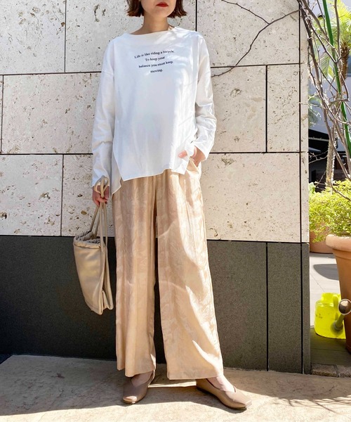 LUGIVA(ルギヴァ)の「布帛切替ロングTシャツ(Tシャツ/カットソー・レディース・チャコールグレー/ブラック/オフホワイト・M)」の6枚目の写真