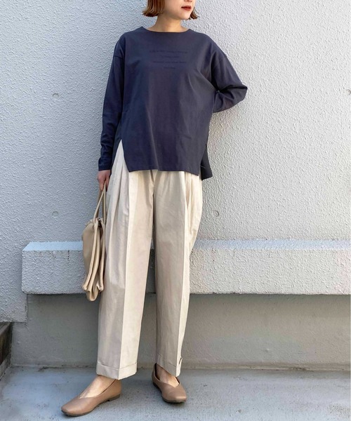 LUGIVA(ルギヴァ)の「布帛切替ロングTシャツ(Tシャツ/カットソー・レディース・チャコールグレー/ブラック/オフホワイト・M)」の16枚目の写真