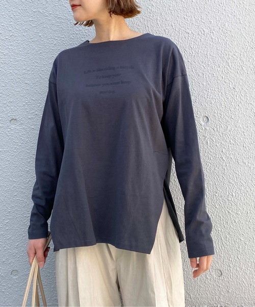 LUGIVA(ルギヴァ)の「布帛切替ロングTシャツ(Tシャツ/カットソー・レディース・チャコールグレー/ブラック/オフホワイト・M)」の12枚目の写真