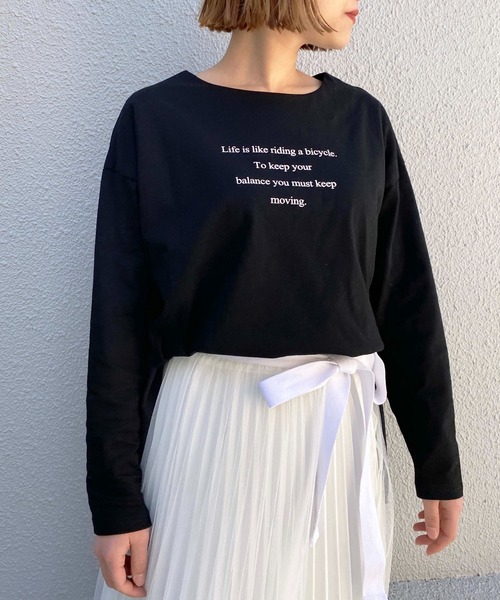 LUGIVA(ルギヴァ)の「布帛切替ロングTシャツ(Tシャツ/カットソー・レディース・チャコールグレー/ブラック/オフホワイト・M)」の7枚目の写真