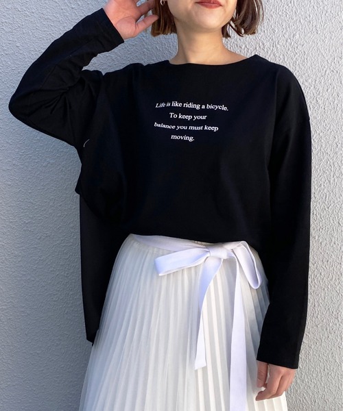 LUGIVA(ルギヴァ)の「布帛切替ロングTシャツ(Tシャツ/カットソー・レディース・チャコールグレー/ブラック/オフホワイト・M)」の8枚目の写真