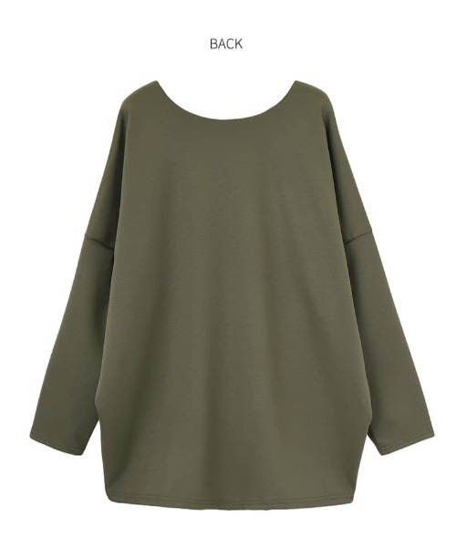 STYLE DELI(スタイルデリ)の「ブラウス風ゆったりVネックプルオーバー(Tシャツ/カットソー・レディース・ブラック/カーキ/アイボリー・FREE)」の17枚目の写真