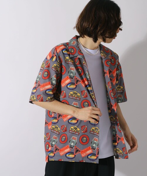 FREAK'S STORE（フリークスストア）の「WEB限定 総柄S/Sオープンカラーシャツ（シャツ/ブラウス・メンズ・ブラウン/グレー/オリーブ/ブルー・MEDIUM/LARGE/X-LARGE）」の2枚目の写真