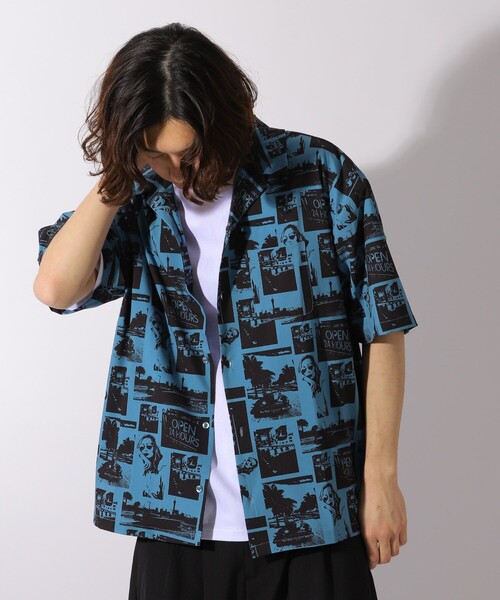 FREAK'S STORE（フリークスストア）の「WEB限定 総柄S/Sオープンカラーシャツ（シャツ/ブラウス・メンズ・ブラウン/グレー/オリーブ/ブルー・MEDIUM/LARGE/X-LARGE）」の4枚目の写真