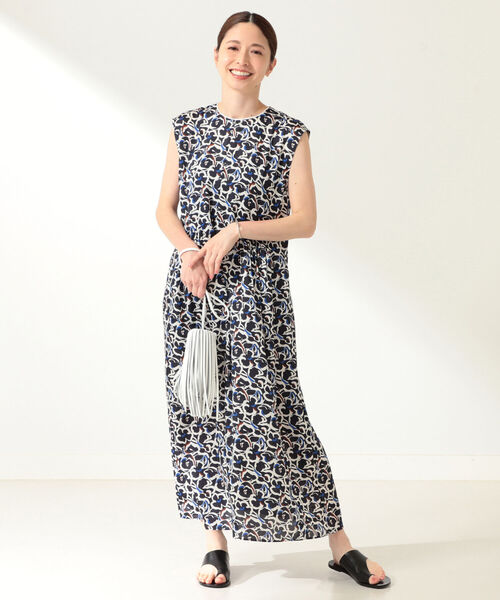 Demi-Luxe BEAMS クルーネックプリントワンピース 花柄 36サイズ