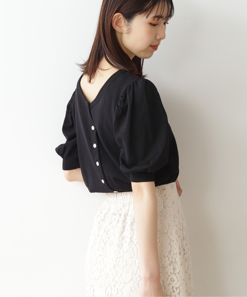 FREE'S MART（フリーズマート）の「◆前後2Way半袖パフスリーブカーデイガン（ニット/セーター・レディース・ブラック/ベージュ/レッド・FREE）」の15枚目の写真