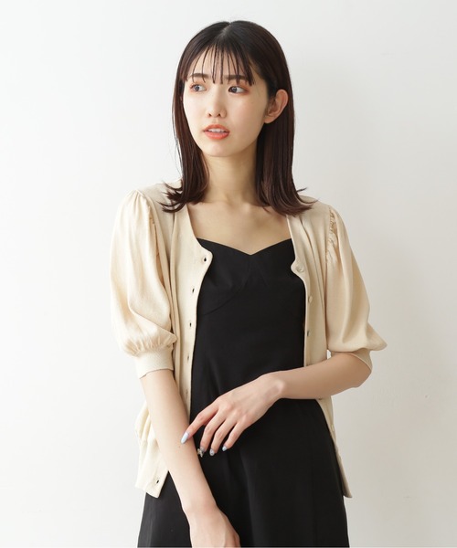 FREE'S MART（フリーズマート）の「◆前後2Way半袖パフスリーブカーデイガン（ニット/セーター・レディース・ブラック/ベージュ/レッド・FREE）」の9枚目の写真