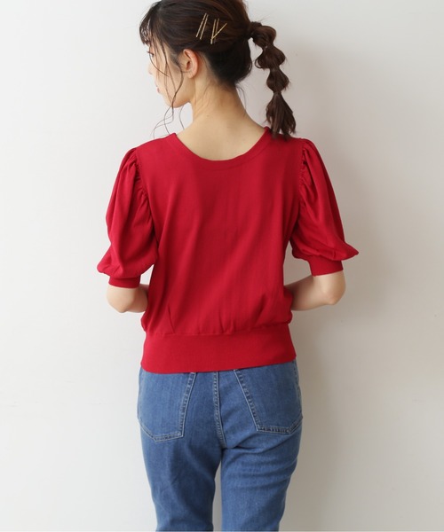 FREE'S MART（フリーズマート）の「◆前後2Way半袖パフスリーブカーデイガン（ニット/セーター・レディース・ブラック/ベージュ/レッド・FREE）」の11枚目の写真